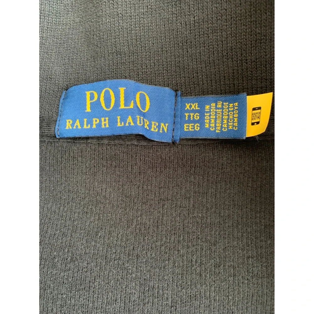Polo Ralph Lauren Mens XXL Quarter Zip Pullover Cotton Sweater Black Blue Pony